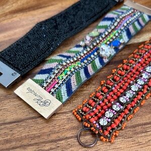 Bundle of #3, Woven/Beaded Boho-Chic Cuff Bracelet - Multicolor